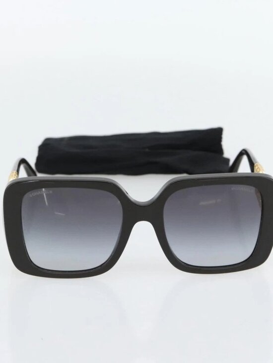 CHANEL Sunglasses plastic Black CC Auth am11652SM